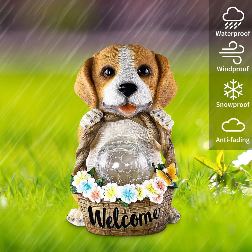Solar Puppy Garden Statue