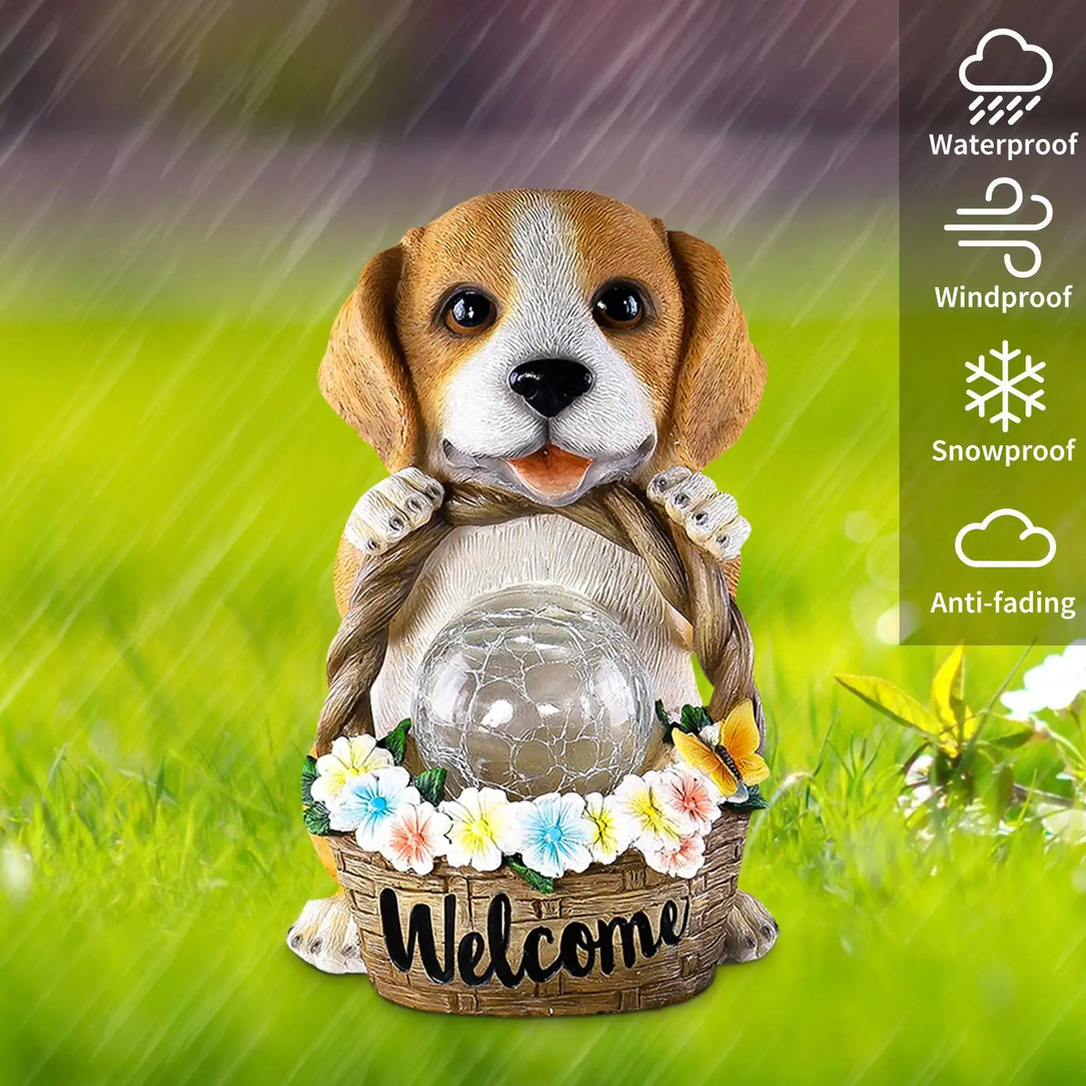 Solar Puppy Garden Statue