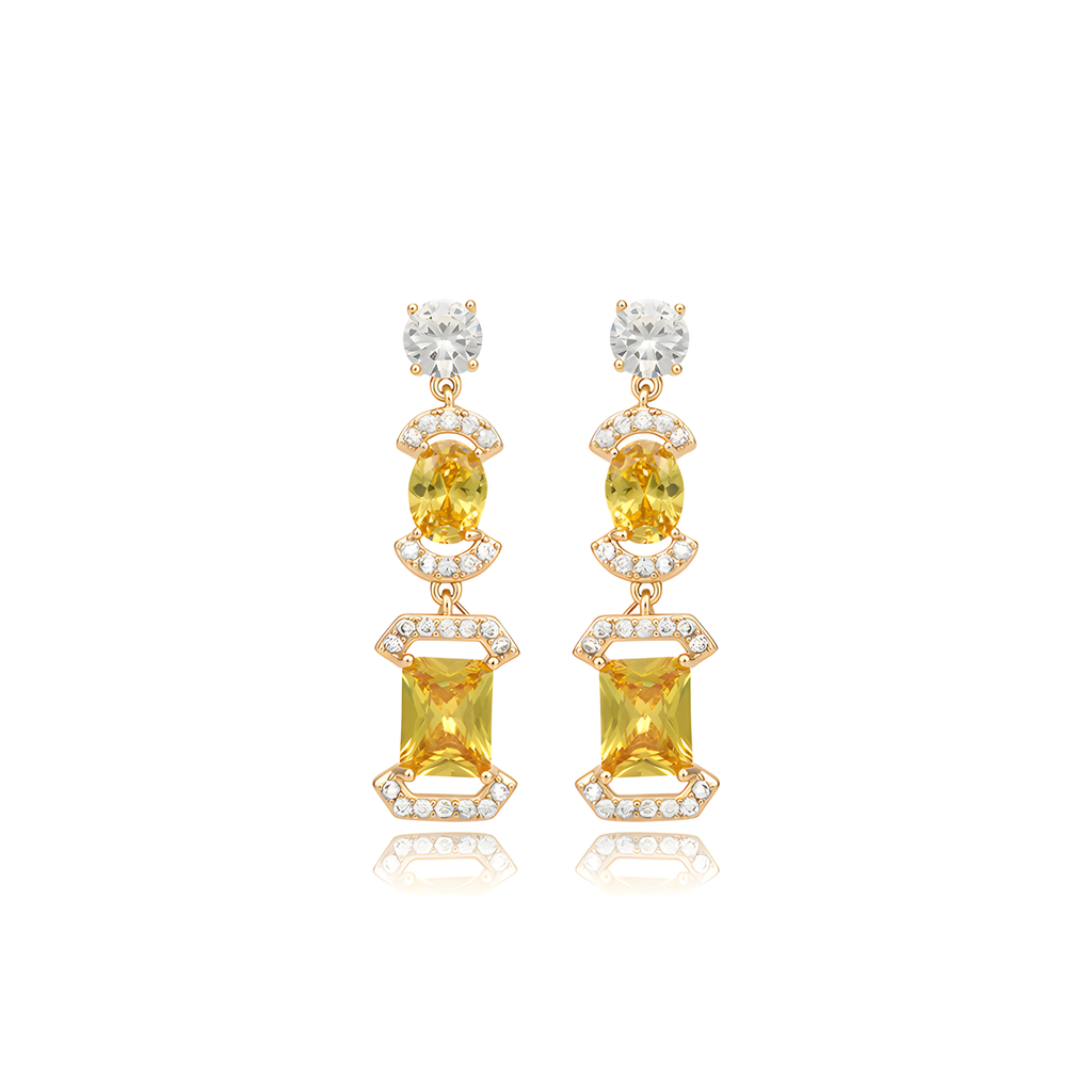 Gold-Tone Gemstone Necklace and Earring Set