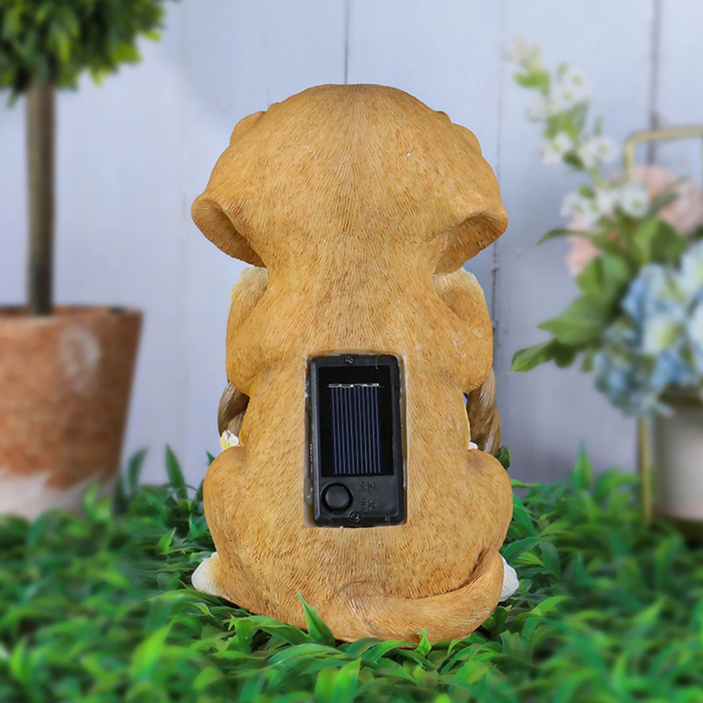 Solar Puppy Garden Statue