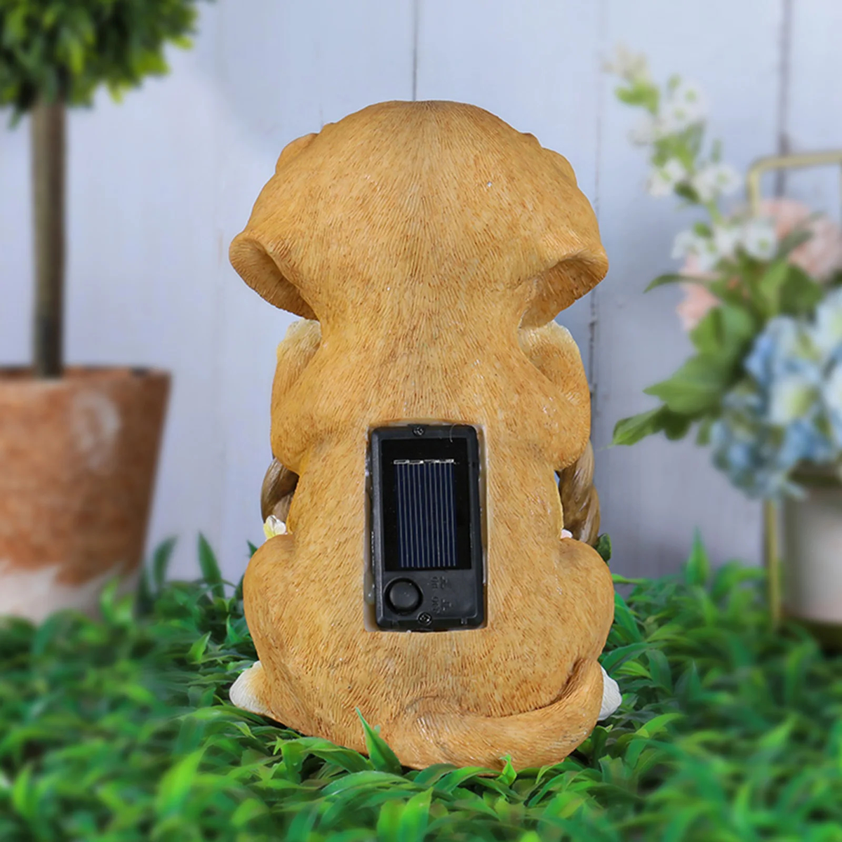 Solar Puppy Garden Statue