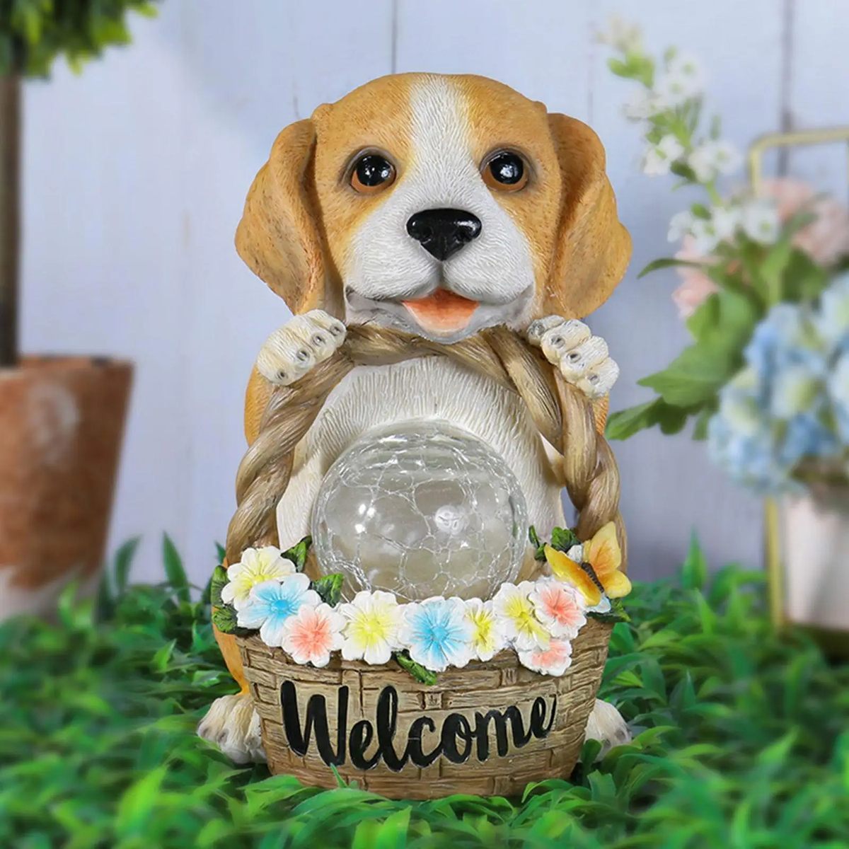 Solar Puppy Garden Statue