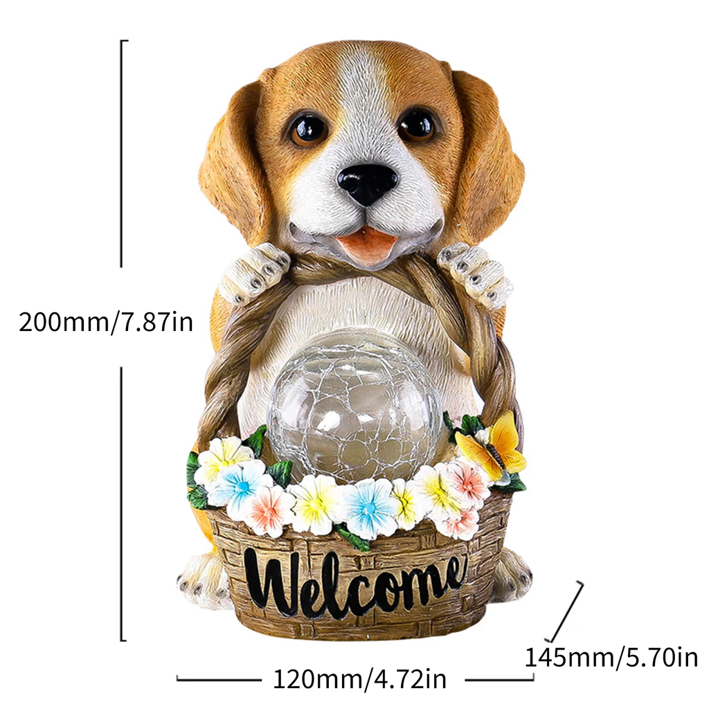Solar Puppy Garden Statue