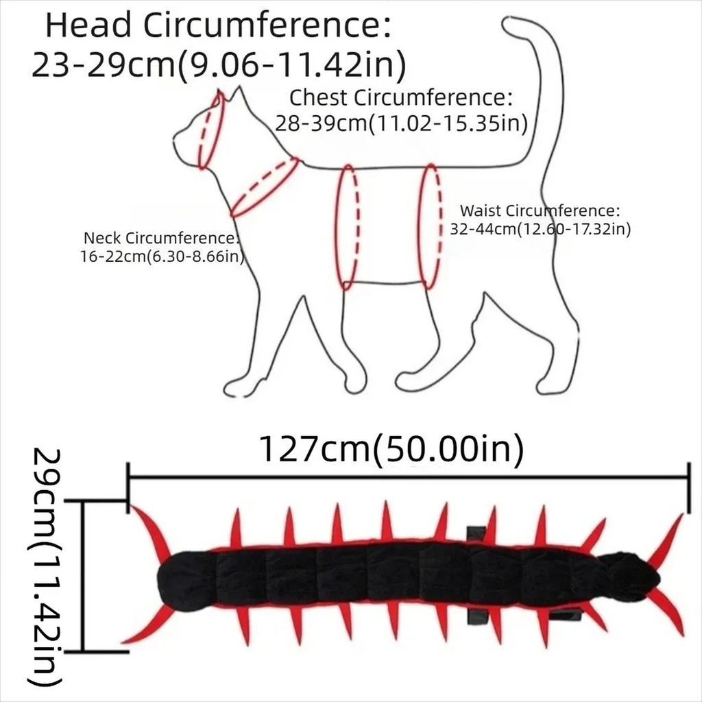 Fluffy Halloween Centipede Cat Costume